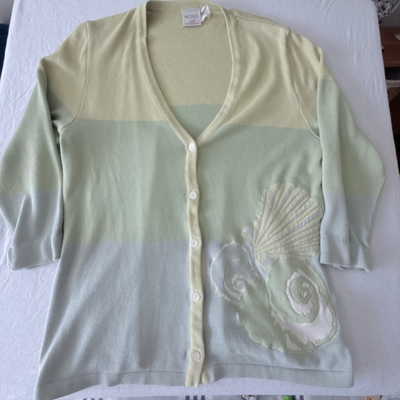 Mondi Sweaters - Mondi Womens Vintage Cardigan Size 40 M Seashell Colorblock Coastal Knit Germany